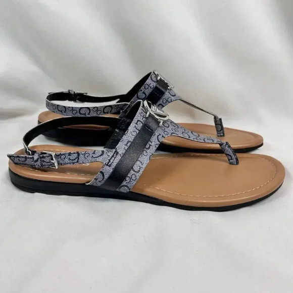 Guess Los Angeles Size 7.5 Sandal Thong Casual Gray Black - Picture 7 of 9